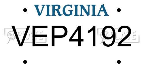 VEP4192 Virginia License Plate