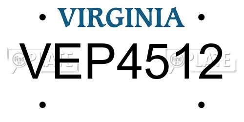 VEP4512 Virginia License Plate