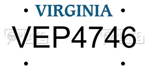 VEP4746 Virginia License Plate