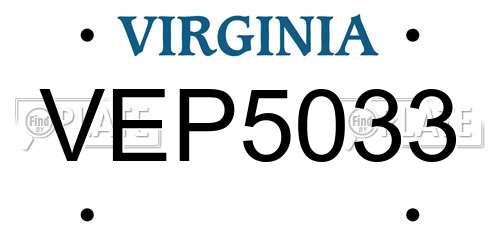 VEP5033 Virginia License Plate