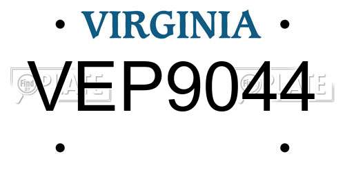VEP9044 Virginia License Plate