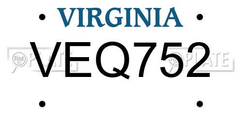VEQ752 Virginia License Plate