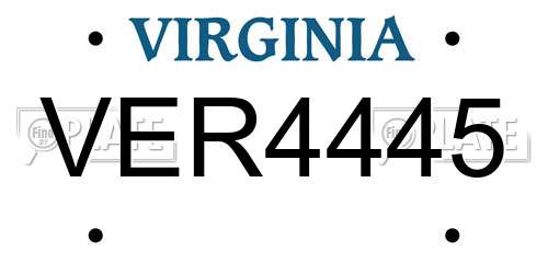 VER4445 Virginia License Plate