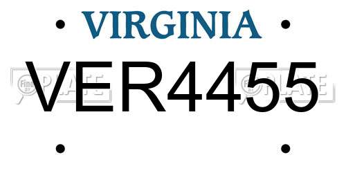 VER4455 Virginia License Plate