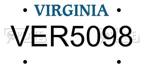 VER5098 Virginia License Plate