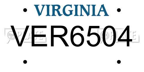 VER6504 Virginia License Plate
