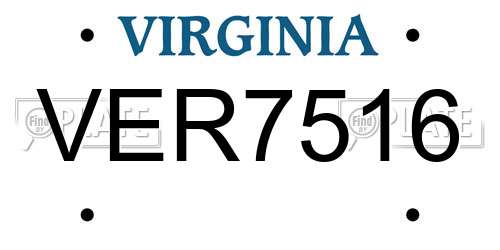 VER7516 Virginia License Plate