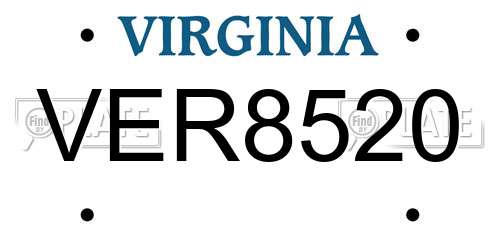 VER8520 Virginia License Plate