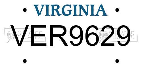 VER9629 Virginia License Plate