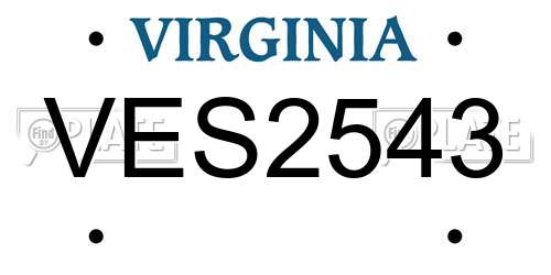 VES2543 Virginia License Plate