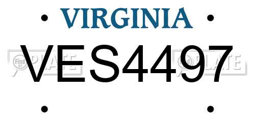 VES4497 Virginia License Plate