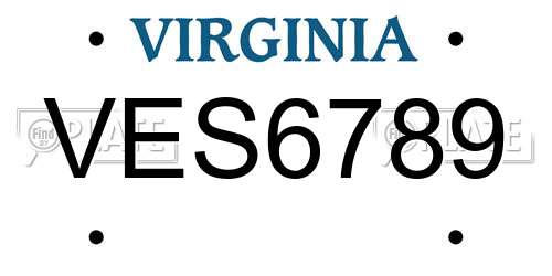 VES6789 Virginia License Plate