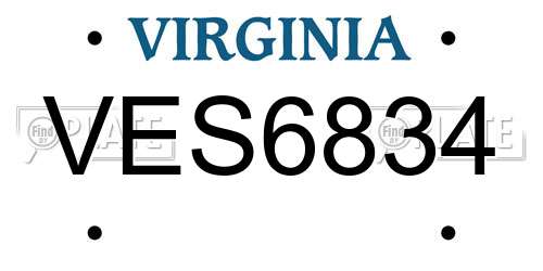 VES6834 Virginia License Plate