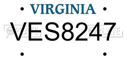 VES8247 Virginia License Plate