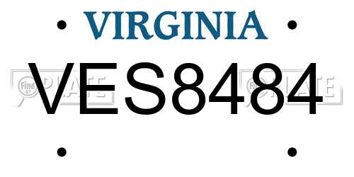 VES8484 Virginia License Plate