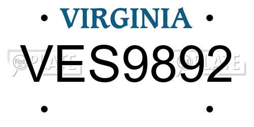 VES9892 Virginia License Plate
