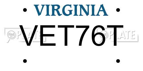 VET76T Virginia License Plate