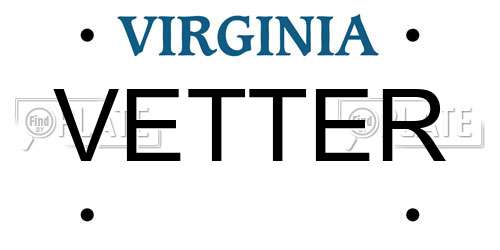 VETTER Virginia License Plate