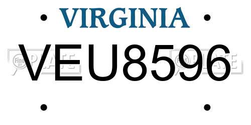 VEU8596 Virginia License Plate