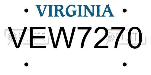 VEW7270 Virginia License Plate