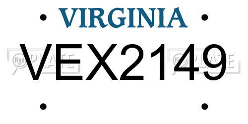 VEX2149 Virginia License Plate