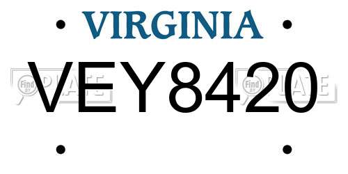 VEY8420 Virginia License Plate