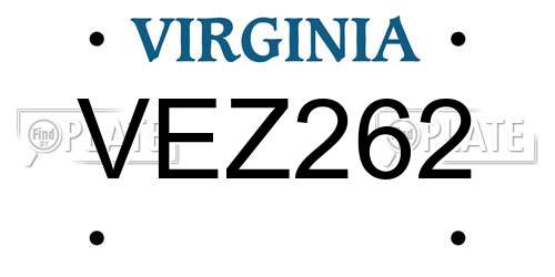 VEZ262 Virginia License Plate