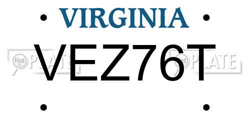 VEZ76T Virginia License Plate