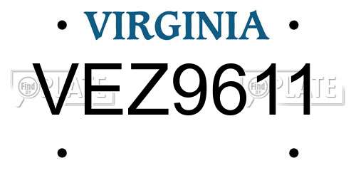 VEZ9611 Virginia License Plate