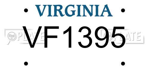 VF1395 Virginia License Plate