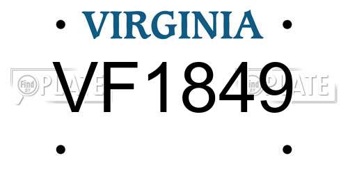 VF1849 Virginia License Plate