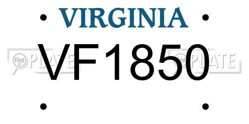 VF1850 Virginia License Plate
