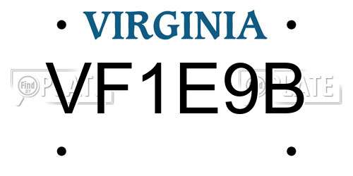 VF1E9B Virginia License Plate