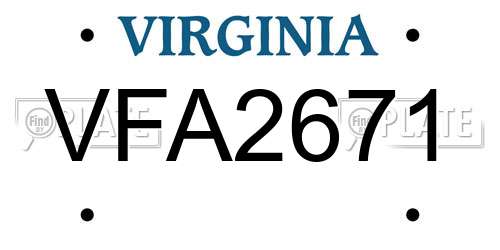 VFA2671 Virginia License Plate
