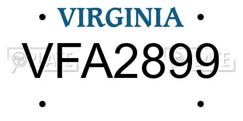 VFA2899 Virginia License Plate