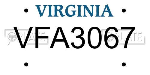 VFA3067 Virginia License Plate