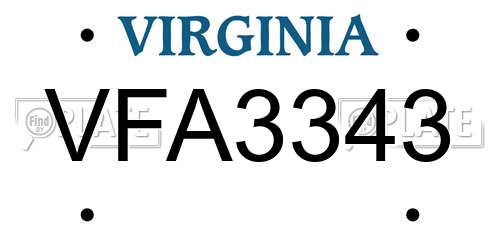 VFA3343 Virginia License Plate