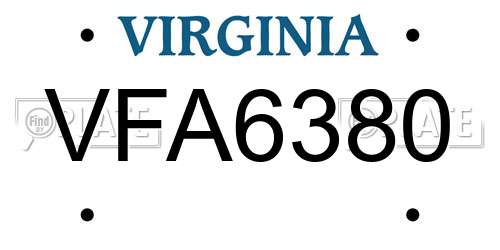 VFA6380 Virginia License Plate