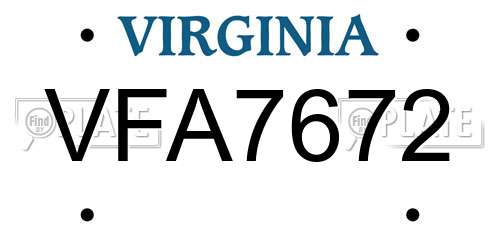 VFA7672 Virginia License Plate