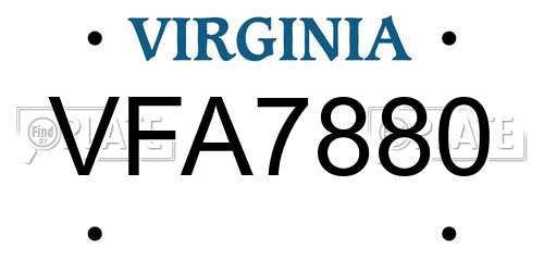 VFA7880 Virginia License Plate