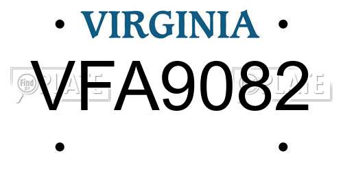 VFA9082 Virginia License Plate