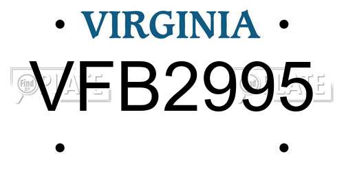 VFB2995 Virginia License Plate