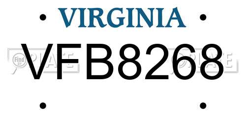 VFB8268 Virginia License Plate