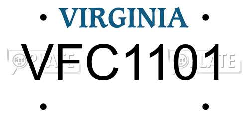 VFC1101 Virginia License Plate