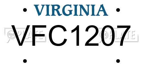 VFC1207 Virginia License Plate