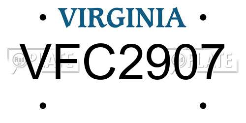VFC2907 Virginia License Plate