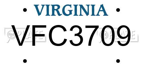 VFC3709 Virginia License Plate