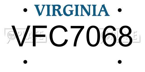VFC7068 Virginia License Plate