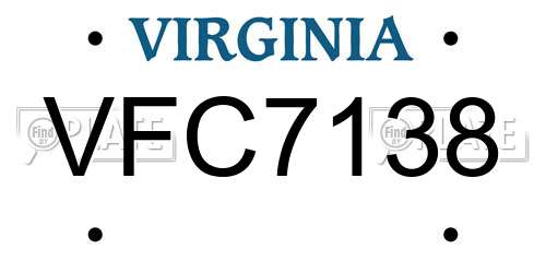 VFC7138 Virginia License Plate