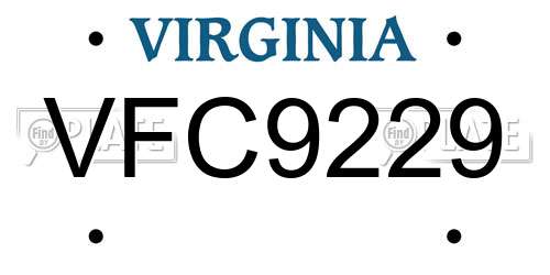 VFC9229 Virginia License Plate